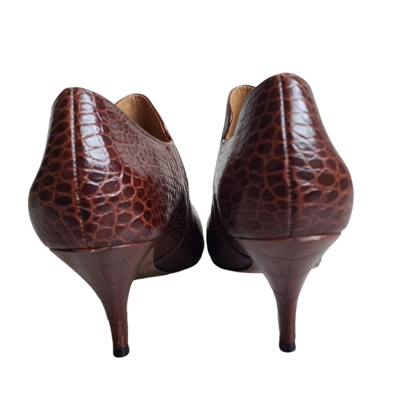 Tory Burch Size 9 Brown Georgina Crocodile Loafer Bootie - Picture 7 of 12